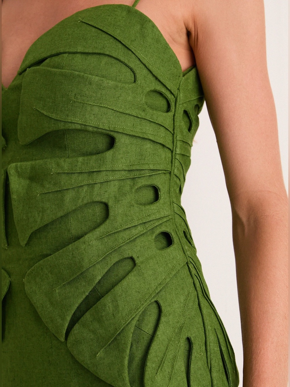 NEW Farm Rio Linen Monstera Leaf Midi Dress size XS 100% linen - Picture 2 of 7